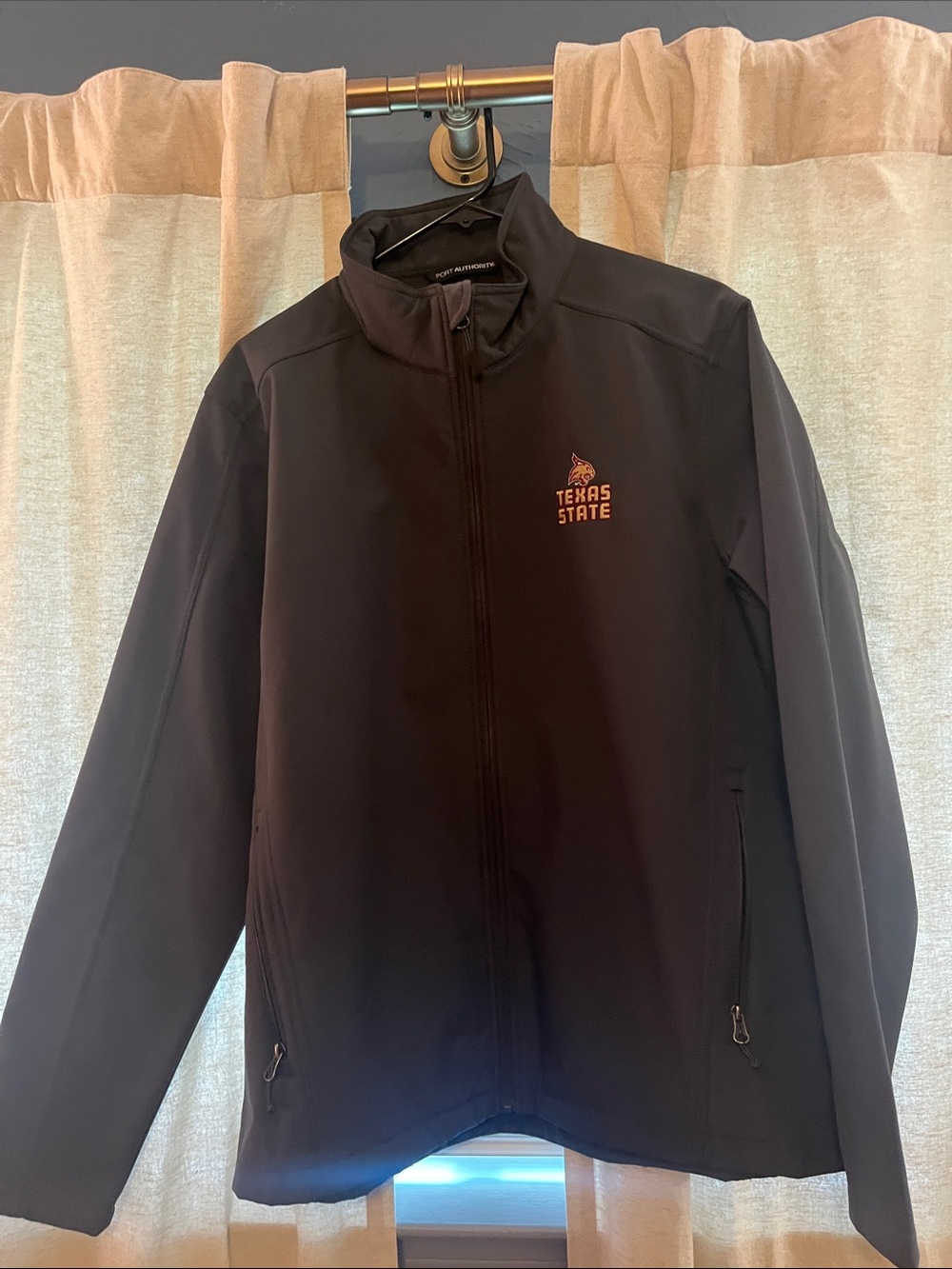 Port Authority Black Softshell Jacket with Texas State Embroidery